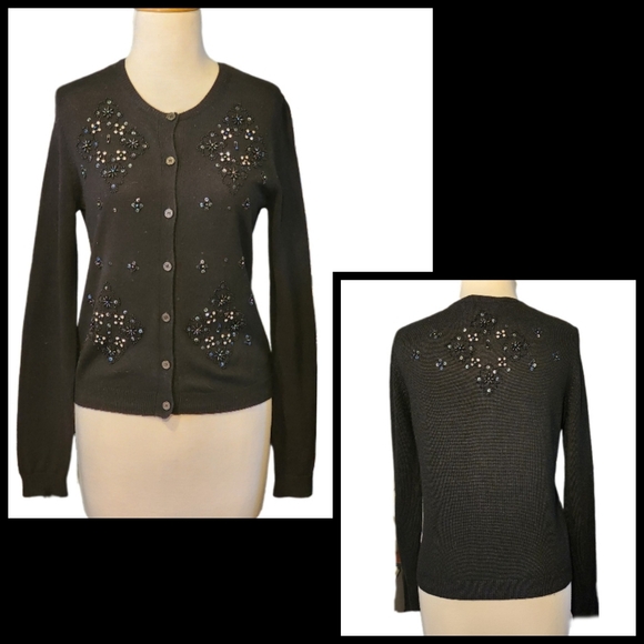 BCBGMaxAzria Silk & Cashmere Beaded Cardigan - Picture 15 of 15